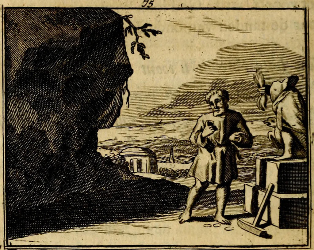 An illustration from Staat- en zedekundige zinneprenten, of, Leerzame fabelen : die van den Heere La Court speelswyze, 1731, leaf 287