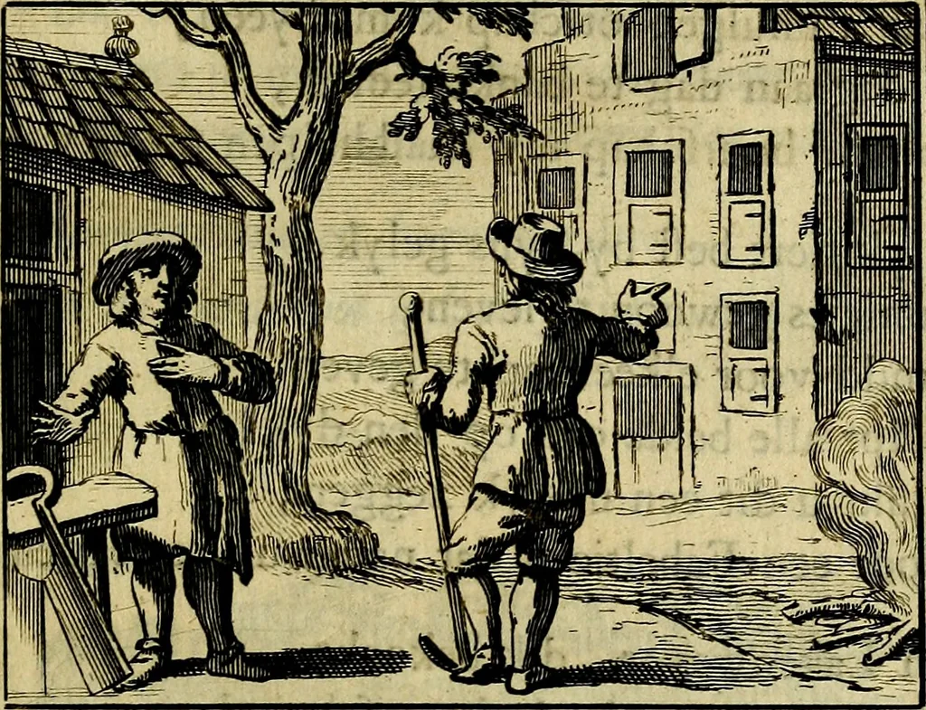 An illustration from Staat- en zedekundige zinneprenten, of, Leerzame fabelen : die van den Heere La Court speelswyze, 1731, leaf 298