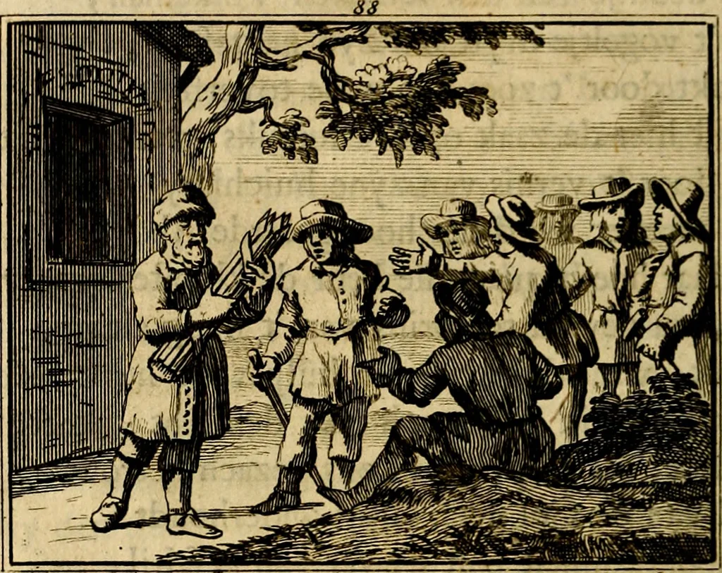 An illustration from Staat- en zedekundige zinneprenten, of, Leerzame fabelen : die van den Heere La Court speelswyze, 1731, leaf 325