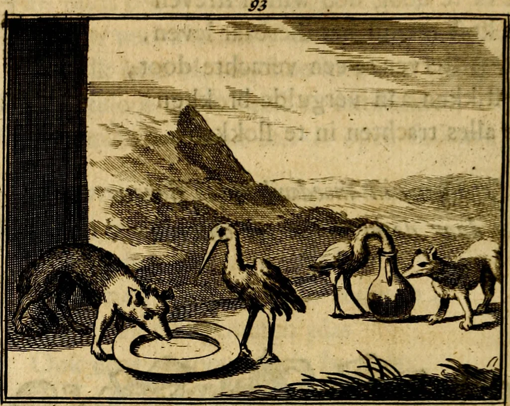 An illustration from Staat- en zedekundige zinneprenten, of, Leerzame fabelen : die van den Heere La Court speelswyze, 1731, leaf 341