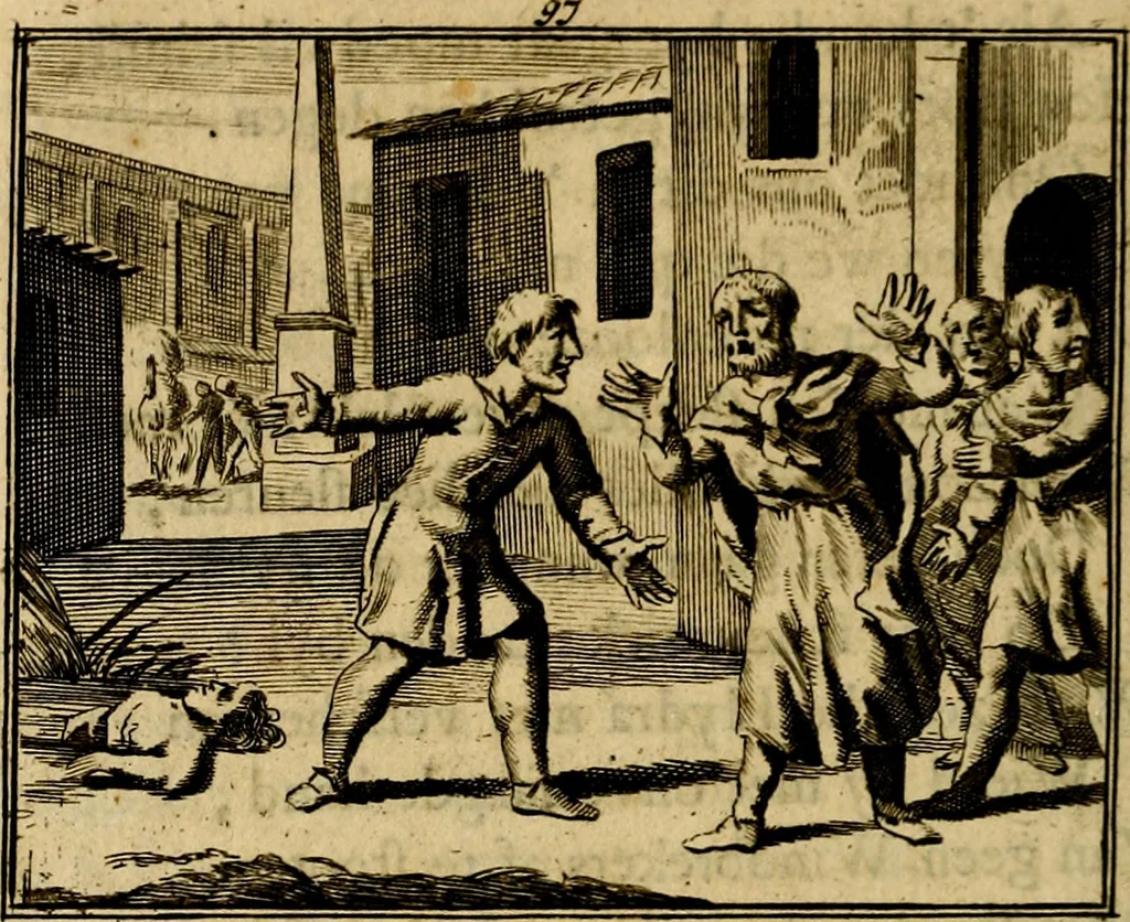 An illustration from Staat- en zedekundige zinneprenten, of, Leerzame fabelen : die van den Heere La Court speelswyze, 1731, leaf 353