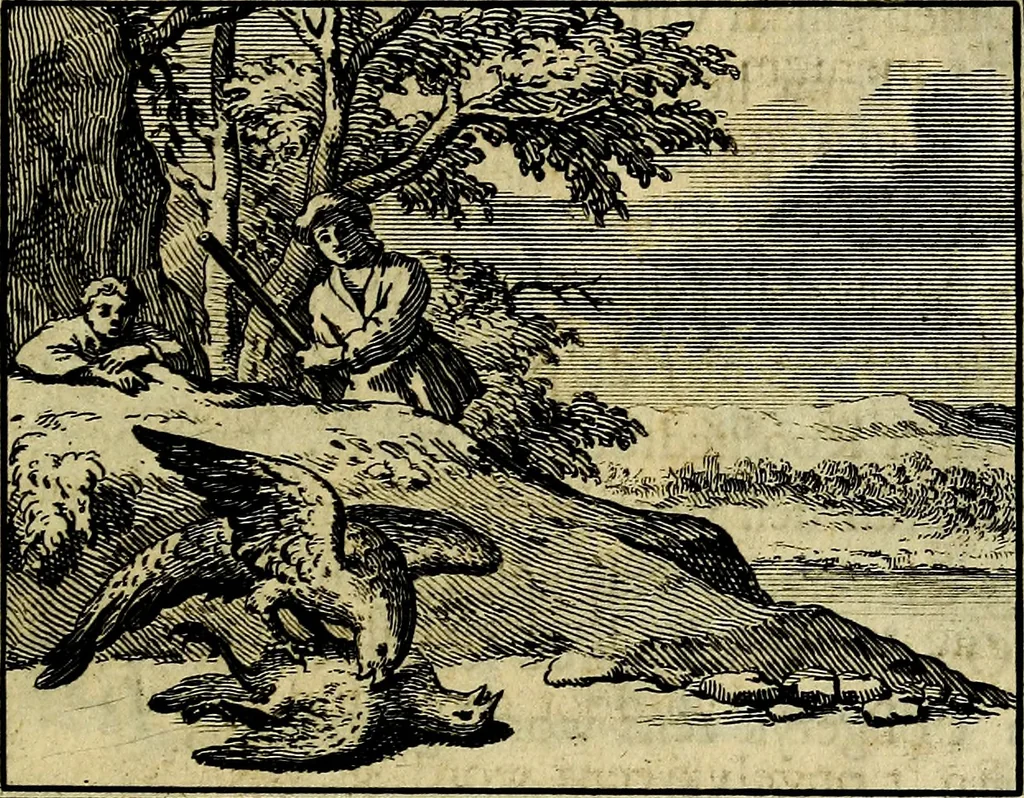 An illustration from Staat- en zedekundige zinneprenten, of, Leerzame fabelen : die van den Heere La Court speelswyze, 1731, leaf 56