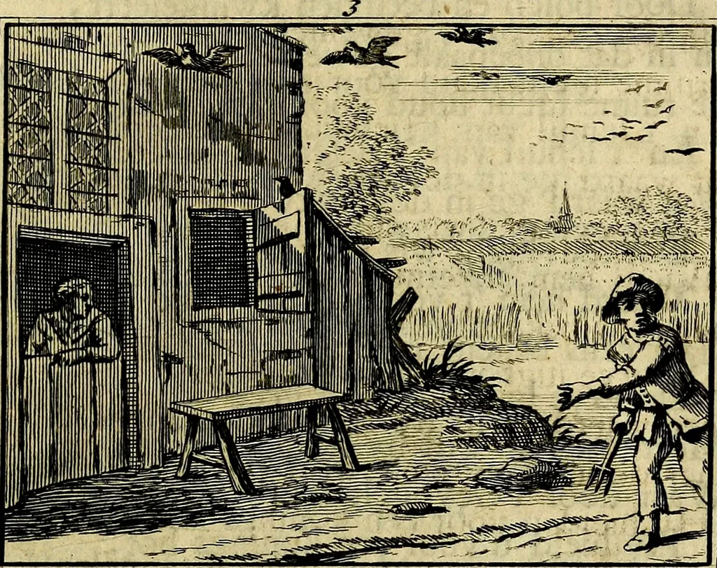 An illustration from Staat- en zedekundige zinneprenten, of, Leerzame fabelen : die van den Heere La Court speelswyze, 1731, leaf 60
