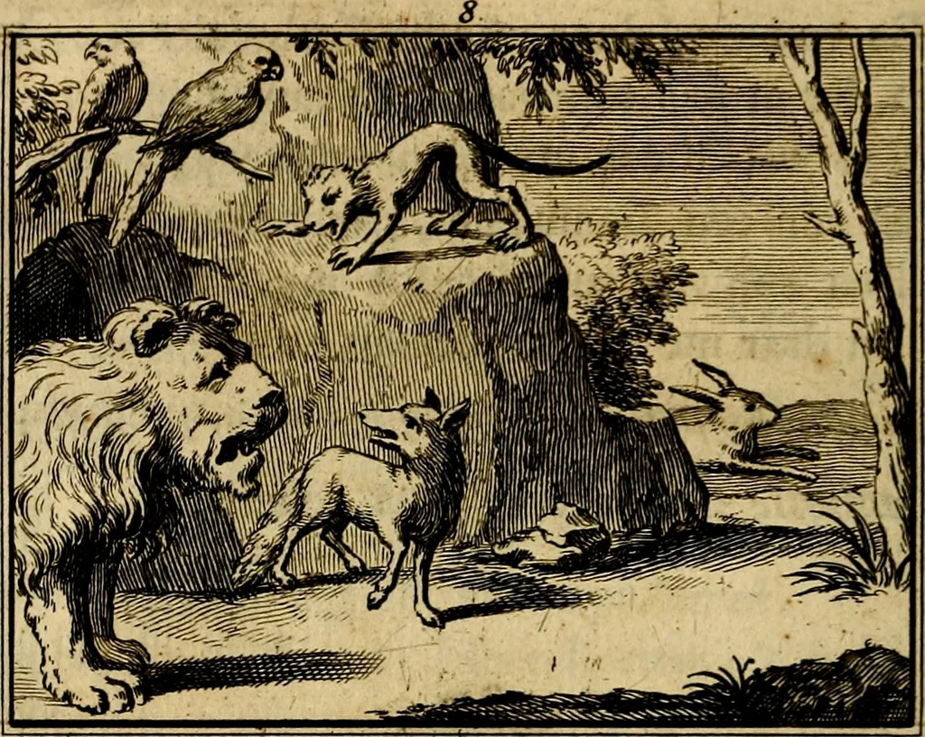 An illustration from Staat- en zedekundige zinneprenten, of, Leerzame fabelen : die van den Heere La Court speelswyze, 1731, leaf 75