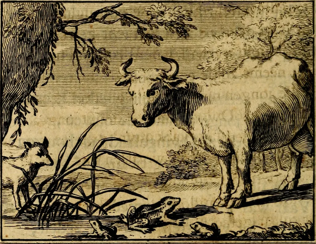 An illustration from Staat- en zedekundige zinneprenten, of, Leerzame fabelen : die van den Heere La Court speelswyze, 1731, leaf 91