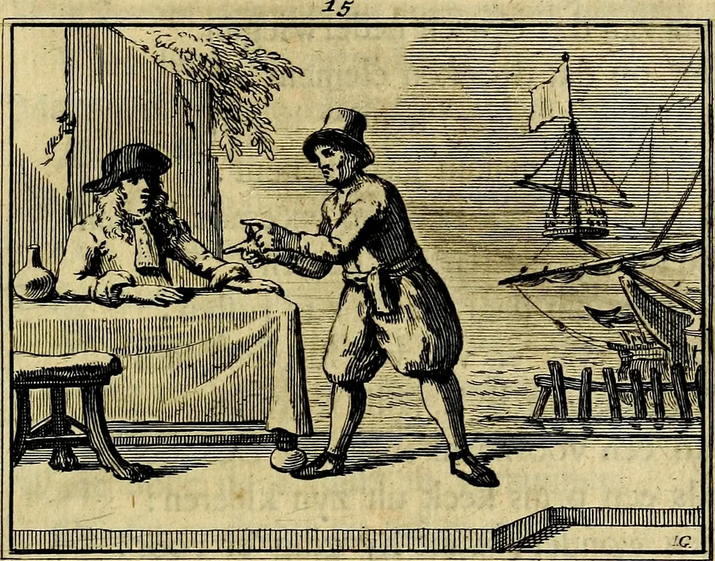 An illustration from Staat- en zedekundige zinneprenten, of, Leerzame fabelen : die van den Heere La Court speelswyze, 1731, leaf 96