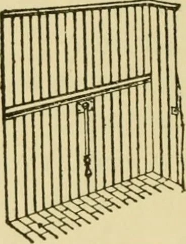 An illustration from Stable building and stable fitting : a handbook for the use of architects, builders, and horse owners, 1891, leaf 101