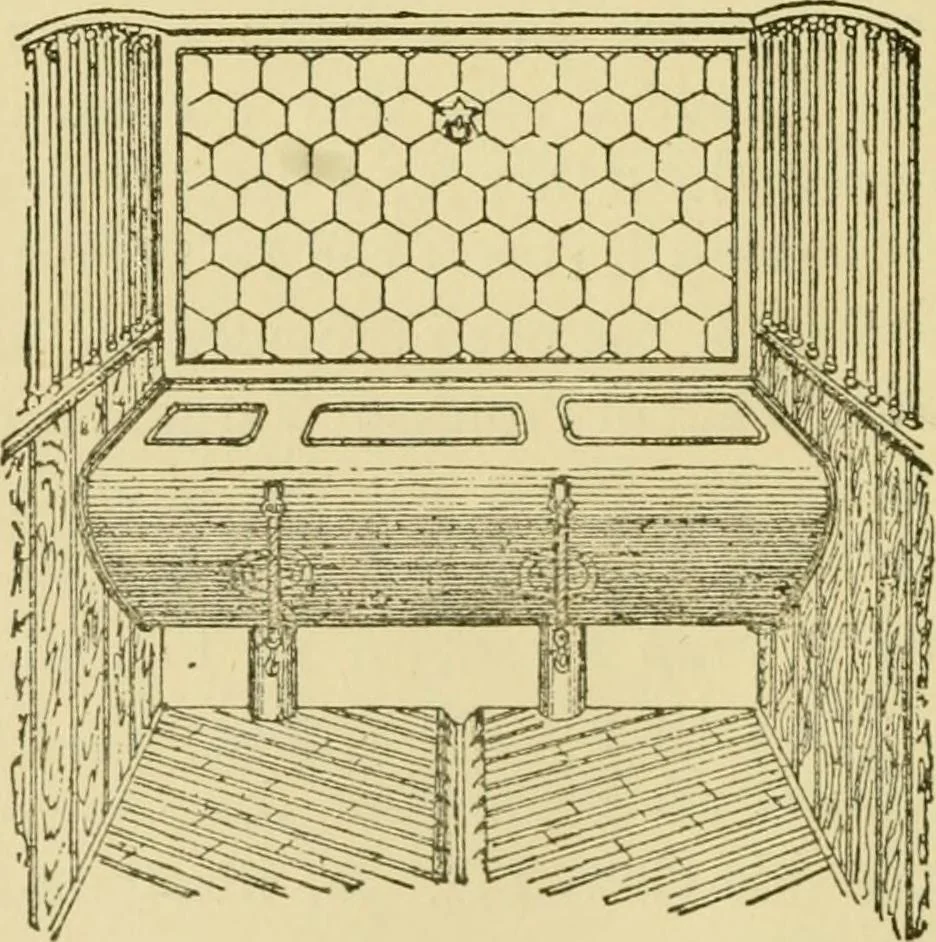 An illustration from Stable building and stable fitting : a handbook for the use of architects, builders, and horse owners, 1891, leaf 101