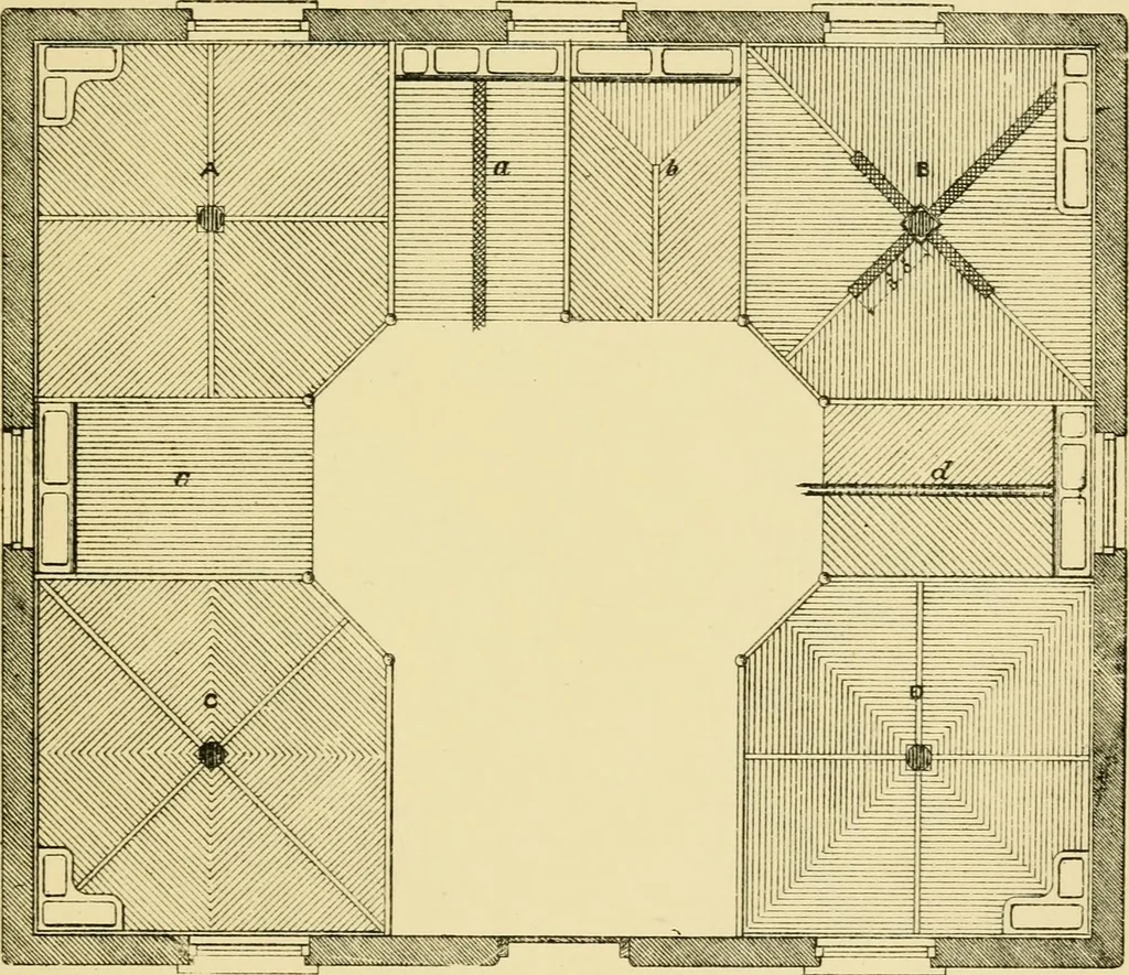 An illustration from Stable building and stable fitting : a handbook for the use of architects, builders, and horse owners, 1891, leaf 148