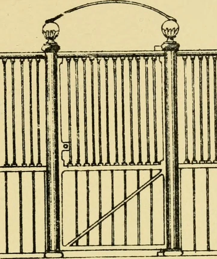 An illustration from Stable building and stable fitting : a handbook for the use of architects, builders, and horse owners, 1891, leaf 156