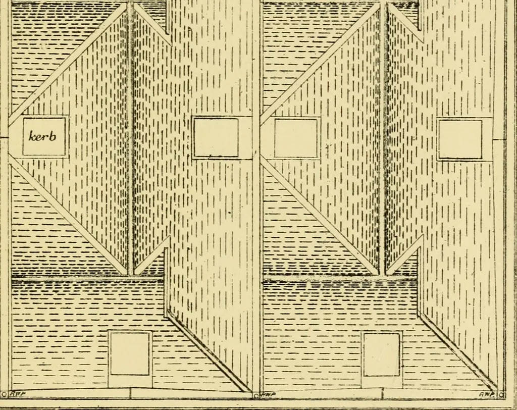 An illustration from Stable building and stable fitting : a handbook for the use of architects, builders, and horse owners, 1891, leaf 198
