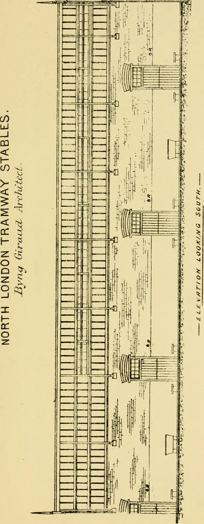 An illustration from Stable building and stable fitting : a handbook for the use of architects, builders, and horse owners, 1891, leaf 206