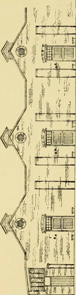 An illustration from Stable building and stable fitting : a handbook for the use of architects, builders, and horse owners, 1891, leaf 206