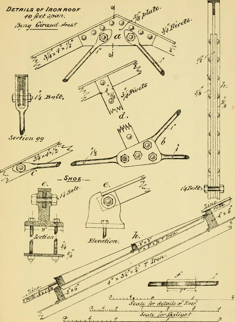 An illustration from Stable building and stable fitting : a handbook for the use of architects, builders, and horse owners, 1891, leaf 210