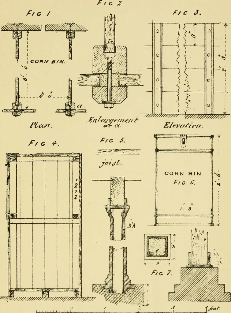 An illustration from Stable building and stable fitting : a handbook for the use of architects, builders, and horse owners, 1891, leaf 230