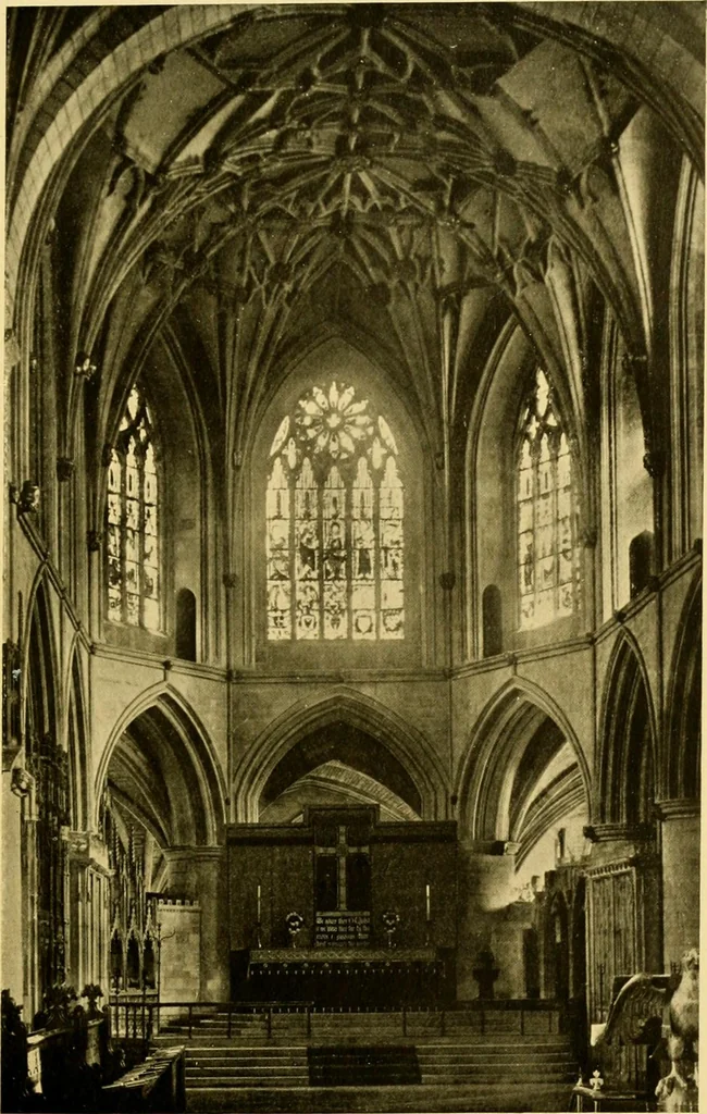 An illustration from Stained glass tours in England, 1909, leaf 136