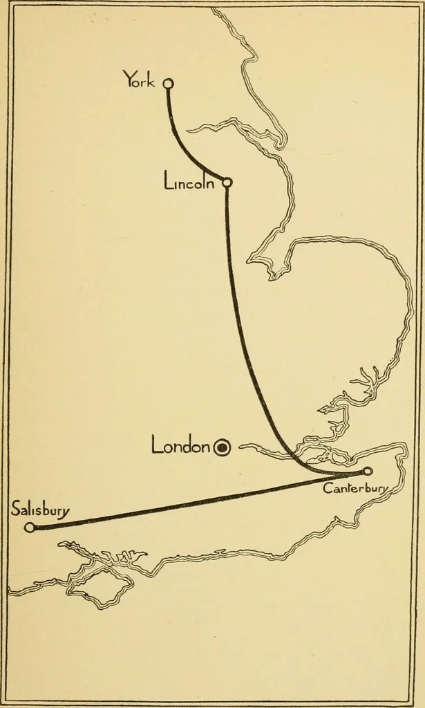 An illustration from Stained glass tours in England, 1909, leaf 54
