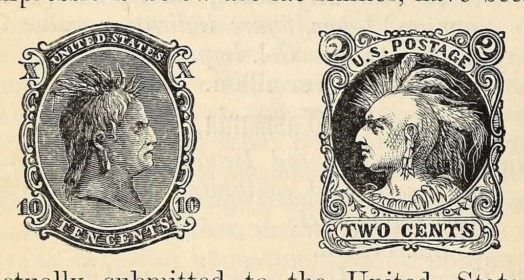 An illustration from Stamp-collector's magazine, 1863, leaf 166