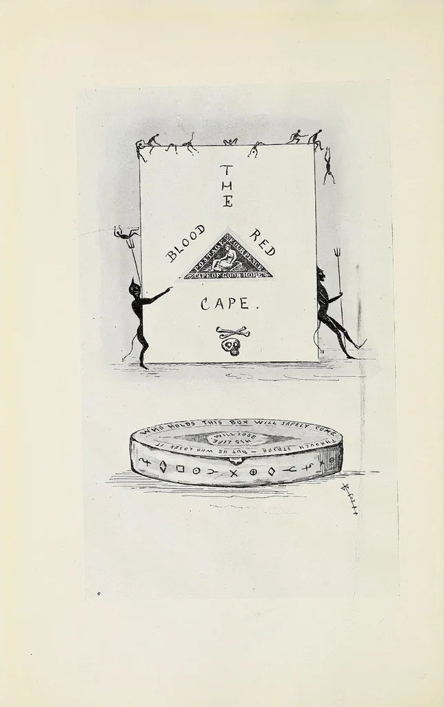 An illustration from The stamp-fiends' raid (in Philatelia's cause) a philatelic phantasy, 1903, leaf 84