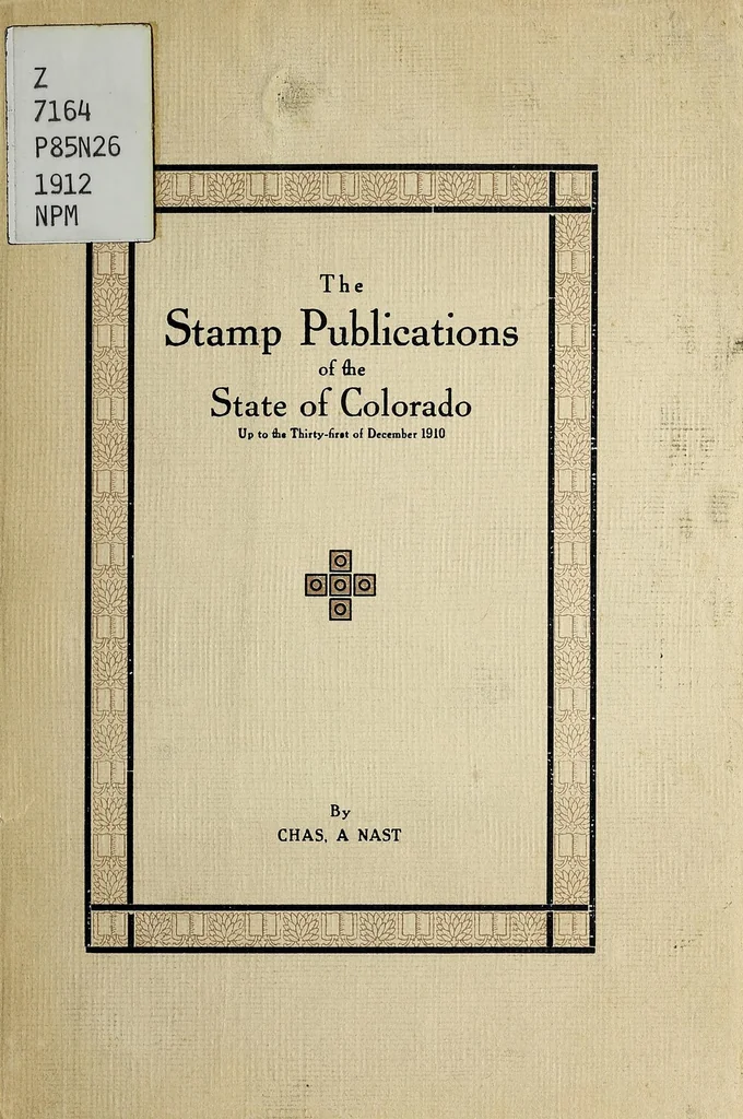 An illustration from The stamp publications of the State of Colorado, 1912, leaf 1