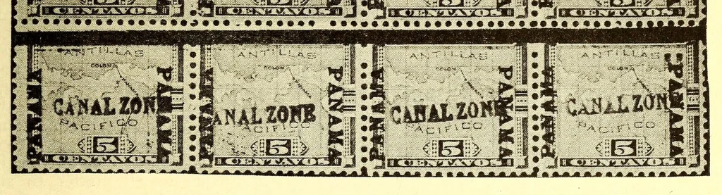 An illustration from The stamps of the Canal Zone, 1916, leaf 9