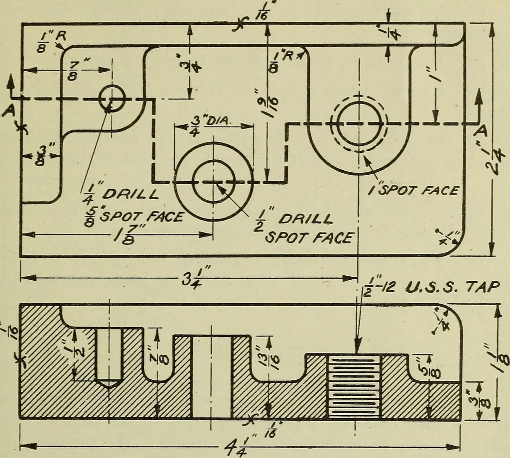 An illustration from Standards and conventions for mechanical drawing, 1921, leaf 26