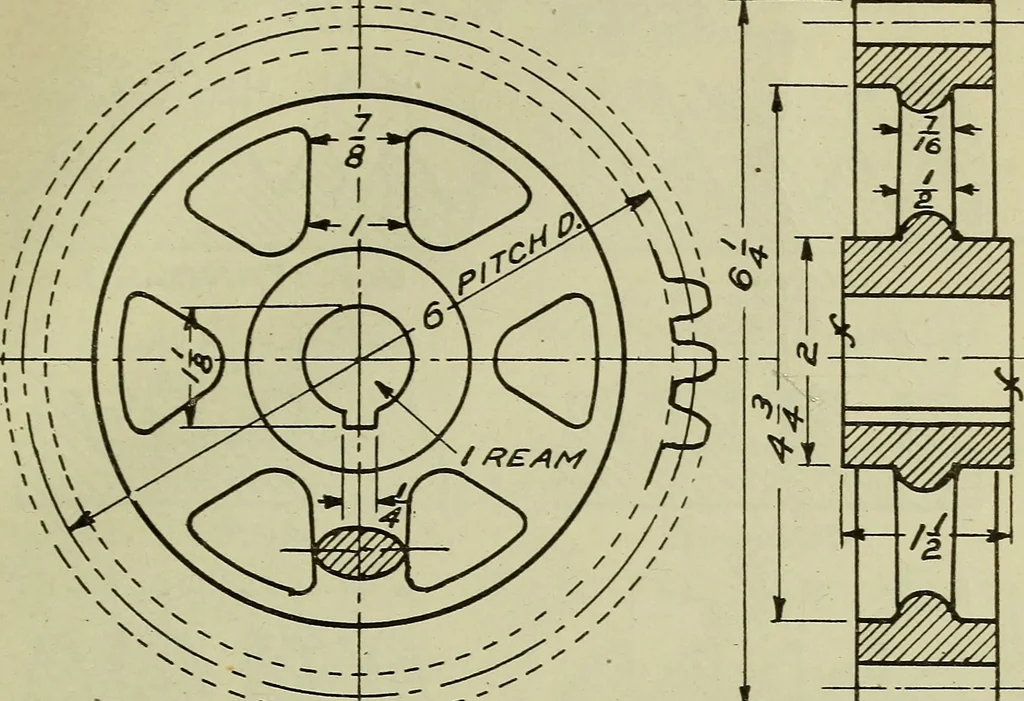 An illustration from Standards and conventions for mechanical drawing, 1921, leaf 28