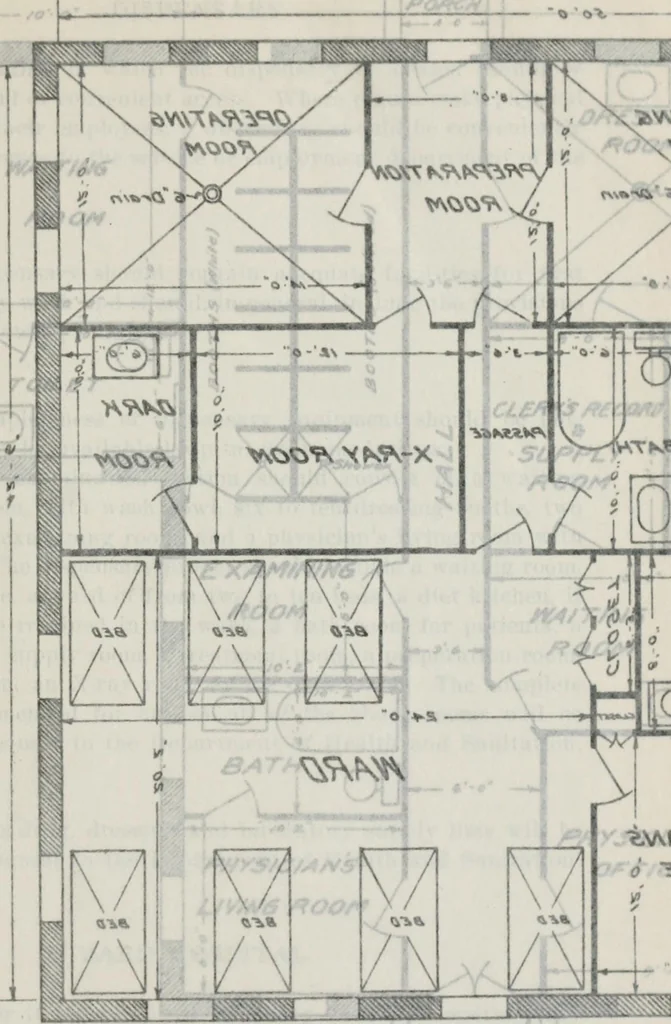 An illustration from Standards of the Department of Health and Sanitation of the United States Shipping Board Emergency Fleet Corporation, 1918, Lieut.-Col. Philip S. Doane, director, 1918, leaf 14