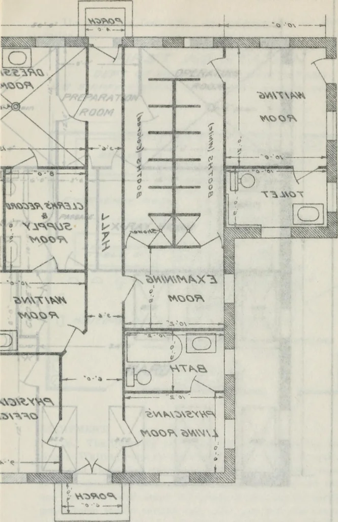 An illustration from Standards of the Department of Health and Sanitation of the United States Shipping Board Emergency Fleet Corporation, 1918, Lieut.-Col. Philip S. Doane, director, 1918, leaf 17