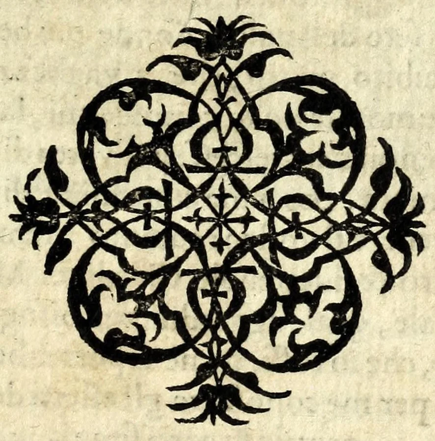 An illustration from Stanze amorose, sopra gli horti delle donne, & in lode della menta. La caccia d'amore del Bernia. Quarantadui stanze in materia d'amore nuouamente ritrouate, & con diligentia corrette, & di vaghe historie adornate & date in luce, 1574, leaf 43