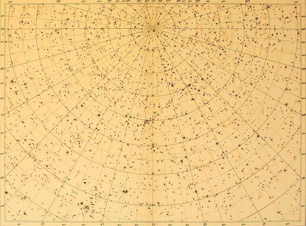 An illustration from Star atlas : containing maps of all the stars from 1 to 6.5 magnitude between the north pole and 340s south declination, and of all nebulae and star clusters in the same region which are visible in telescopes of moderate powers, 1893, leaf 88