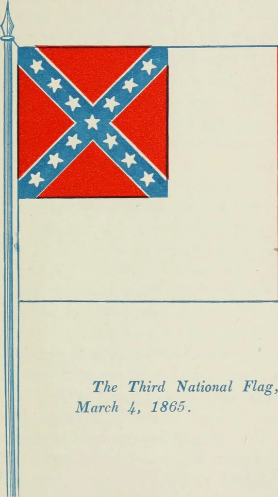 An illustration from The stars and stripes and other American flags, including their origin and history, army and navy regulations concerning the national standard and ensign, flag making, salutes, improvised, unique, and combination flags, flag legislation, and many associations of American flags, including their origin of the name "Old glory," with songs and their origin, 1914, leaf 402