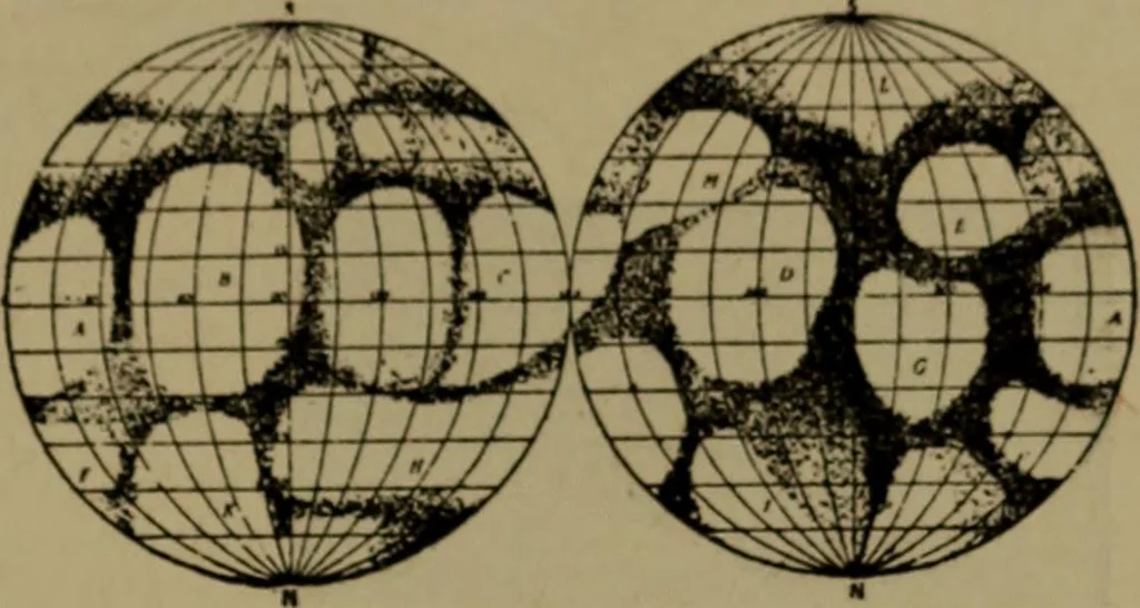 An illustration from Stars and telescopes; a hand-book of popular astronomy, founded on the 9th ed. of Lynn's Celestial motions, 1899, leaf 152