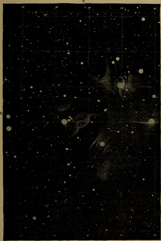 An illustration from Stars and telescopes; a hand-book of popular astronomy, founded on the 9th ed. of Lynn's Celestial motions, 1899, leaf 296