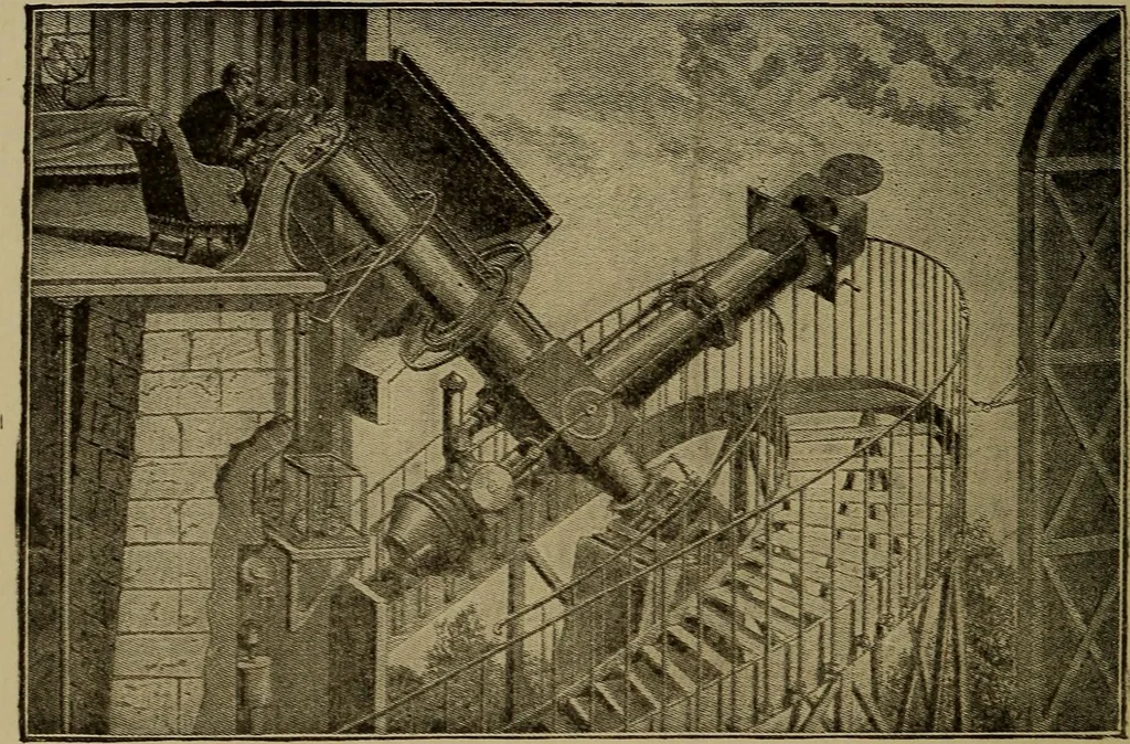 An illustration from Stars and telescopes; a hand-book of popular astronomy, founded on the 9th ed. of Lynn's Celestial motions, 1899, leaf 399