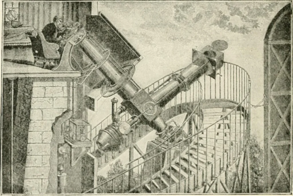 An illustration from Stars and telescopes; a hand-book of popular astronomy founded on the 9th ed. of Lynn's Celestial motions, 1901, leaf 393