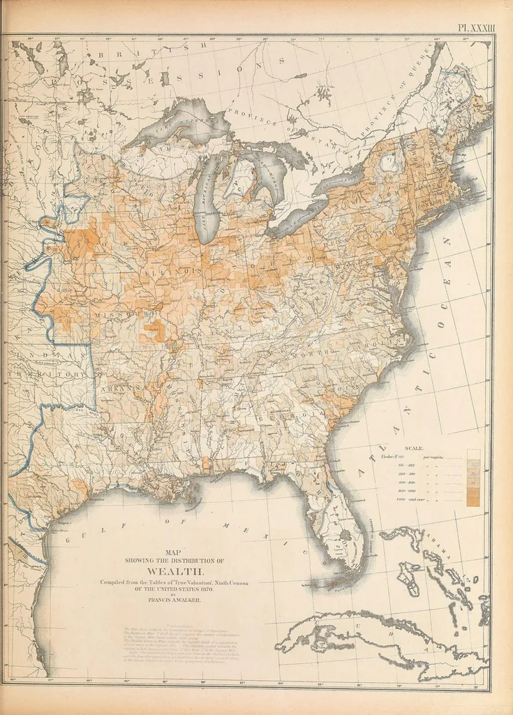 An illustration from Statistical atlas of the United States based on the results of the ninth census 1870 with contributions from many eminent men of science and several departments of the government, 1874, leaf 127