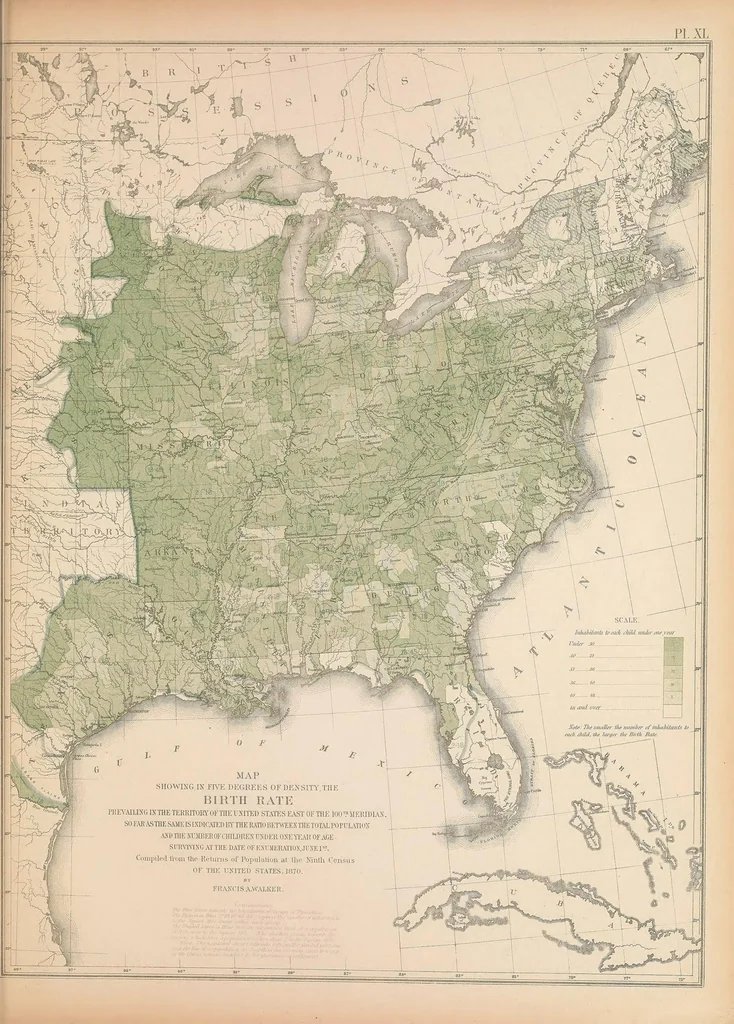 An illustration from Statistical atlas of the United States based on the results of the ninth census 1870 with contributions from many eminent men of science and several departments of the government, 1874, leaf 155