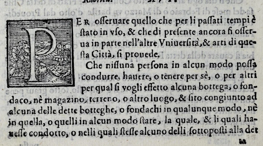 An illustration from Statuti dell'Arte di por Santa Maria, 1580, leaf 90
