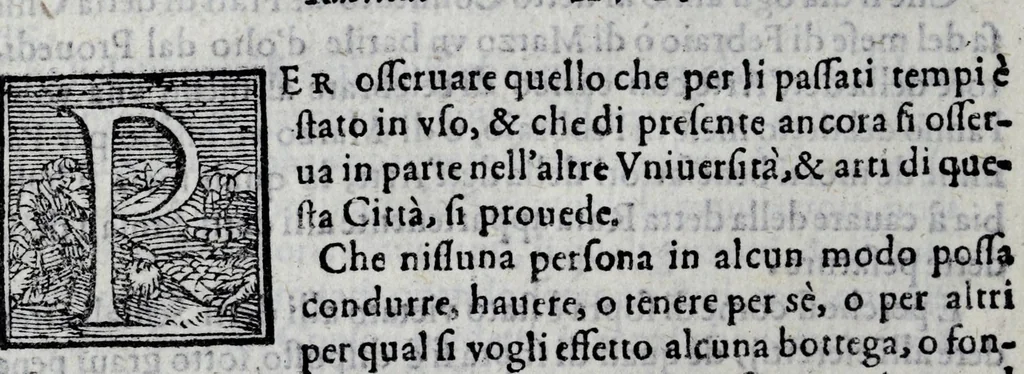 An illustration from Statuti dell'Arte di por Santa Maria, 1580, leaf 92