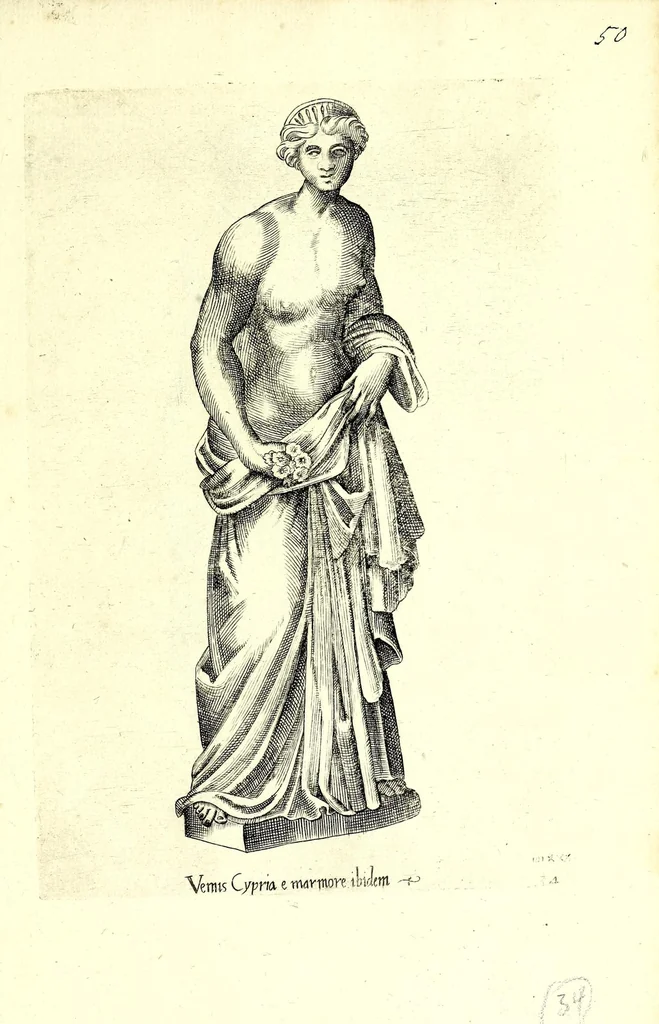 An illustration from Statve antiche che sono poste in diversi lvoghi nella città di Roma : nouamente stampate, 1576, leaf 77