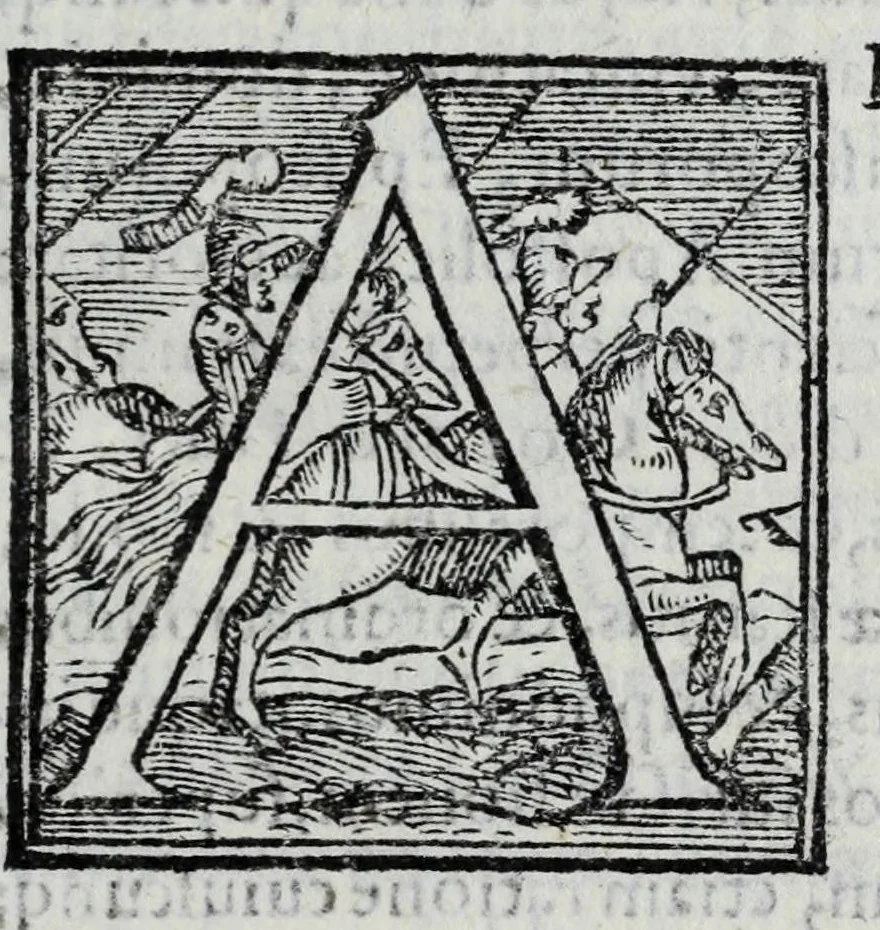 An illustration from Statvti, capitoli, et constitvtioni dell'Ordine de' cavalieri di santo Stefano, fondato & dotato dall'illustr. & eccell. s. Cosimo Medici, duca II. di Fiorenza, e di Siena, riformati dal sereniss. don Ferdinando Medici, terzo gran duca di Toscana, & gran maestro di detto Ordine. Et approuati, & publicati nel Capitolo generale di detto Ordine, l'anno M D XC. Con le facultà, indulti, & priuilegij concessi dalla Santità di Papa Pio IIII. & da N.S. Sisto Papa V. & dal suddetto fondatore. Con la tauola copiosissima delle materie, e capitoli, 1595, leaf 15