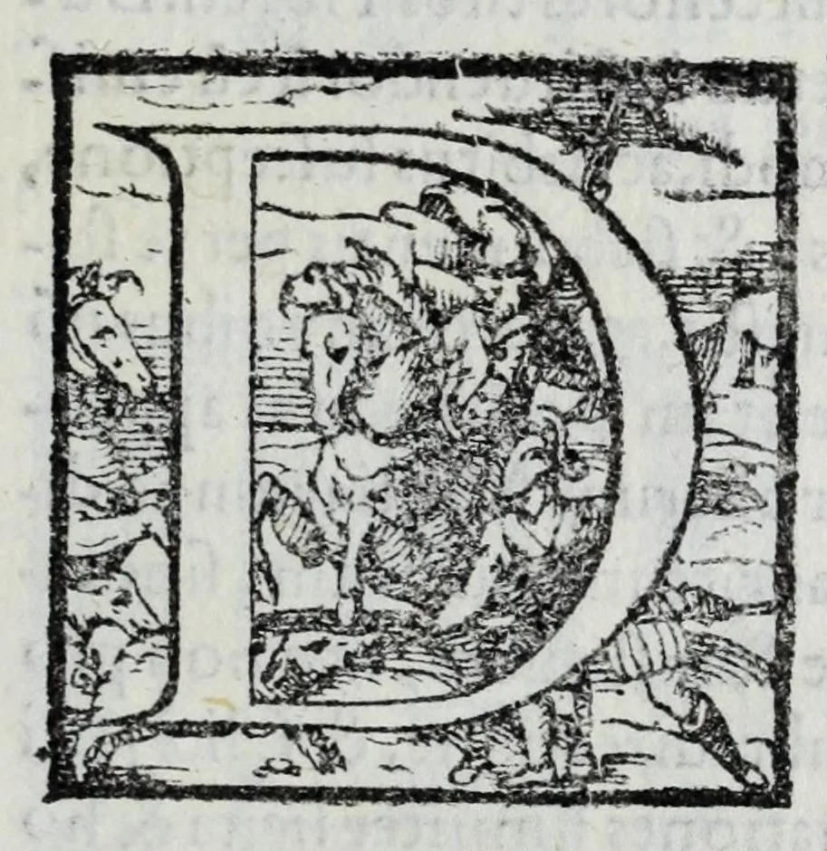 An illustration from Statvti, capitoli, et constitvtioni dell'Ordine de' cavalieri di santo Stefano, fondato & dotato dall'illustr. & eccell. s. Cosimo Medici, duca II. di Fiorenza, e di Siena, riformati dal sereniss. don Ferdinando Medici, terzo gran duca di Toscana, & gran maestro di detto Ordine. Et approuati, & publicati nel Capitolo generale di detto Ordine, l'anno M D XC. Con le facultà, indulti, & priuilegij concessi dalla Santità di Papa Pio IIII. & da N.S. Sisto Papa V. & dal suddetto fondatore. Con la tauola copiosissima delle materie, e capitoli, 1595, leaf 7