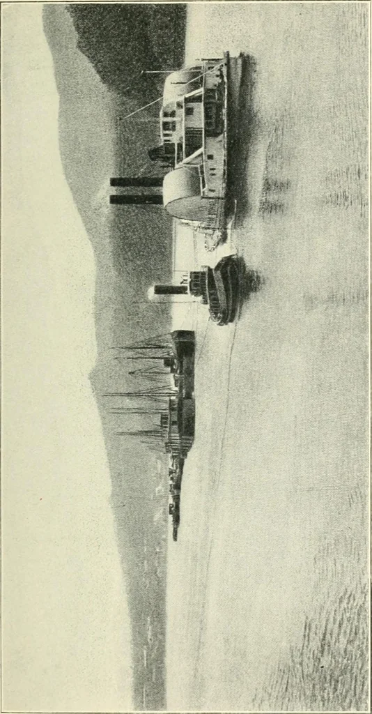 An illustration from Old steamboat days on the Hudson River; tales and reminiscences of the stirring times that followed the introduction of steam navigation, 1907, leaf 138