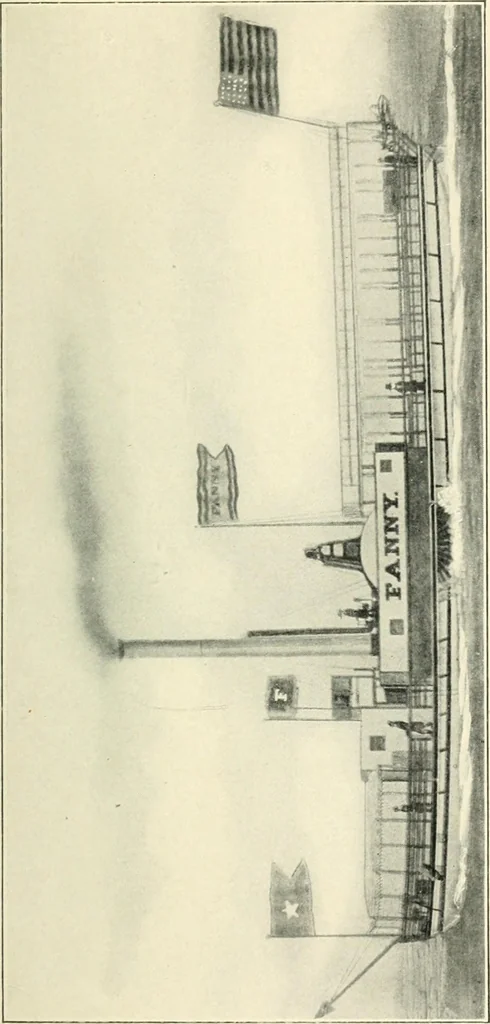 An illustration from Old steamboat days on the Hudson River; tales and reminiscences of the stirring times that followed the introduction of steam navigation, 1907, leaf 44