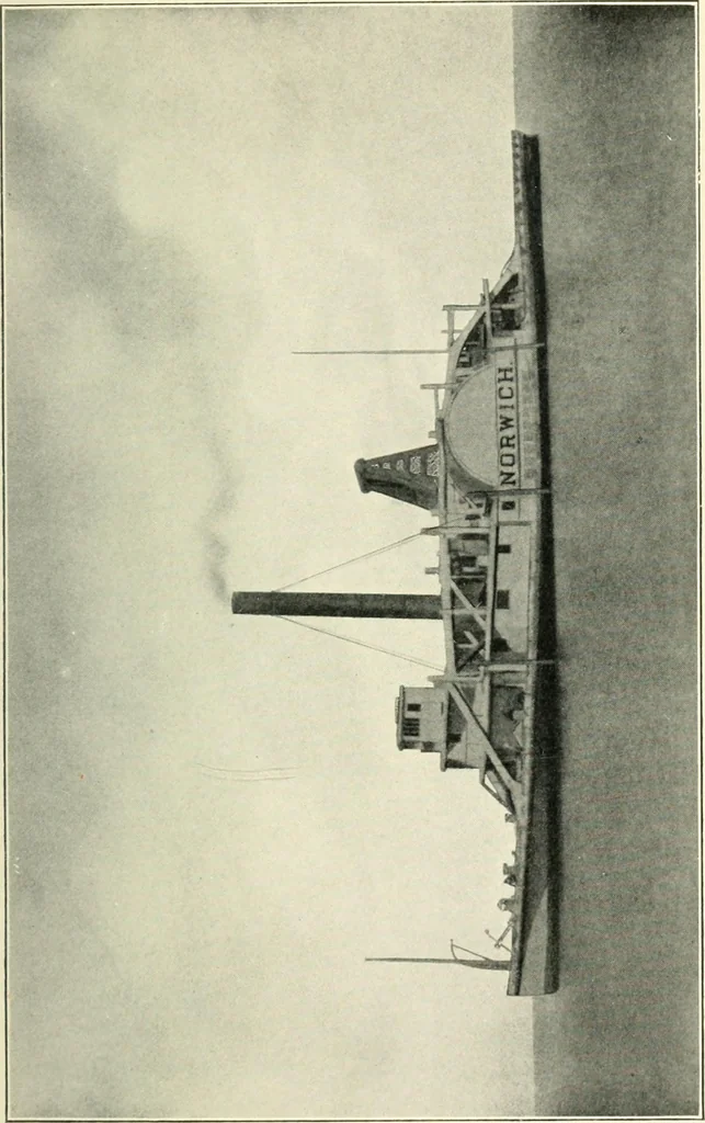 An illustration from Old steamboat days on the Hudson River; tales and reminiscences of the stirring times that followed the introduction of steam navigation, 1907, leaf 50