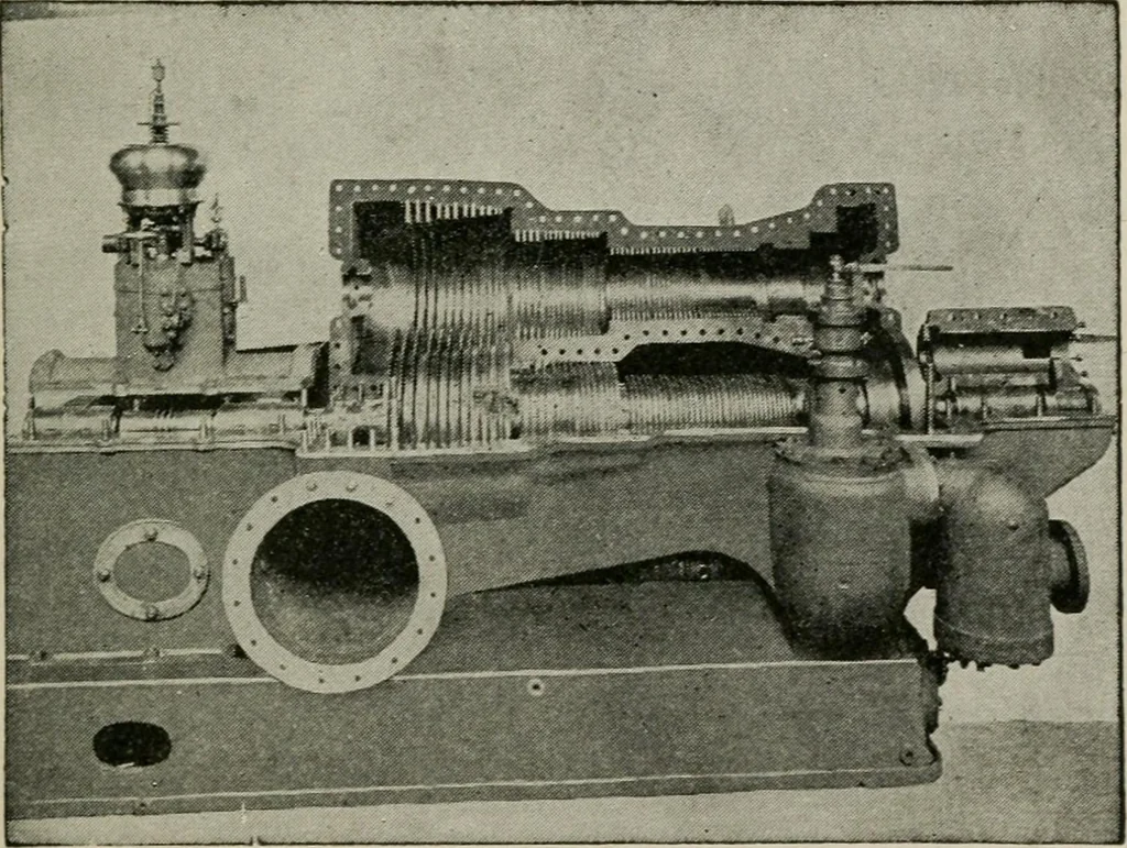 An illustration from Steam turbine engines : their construction, care and operation, 1910, leaf 24
