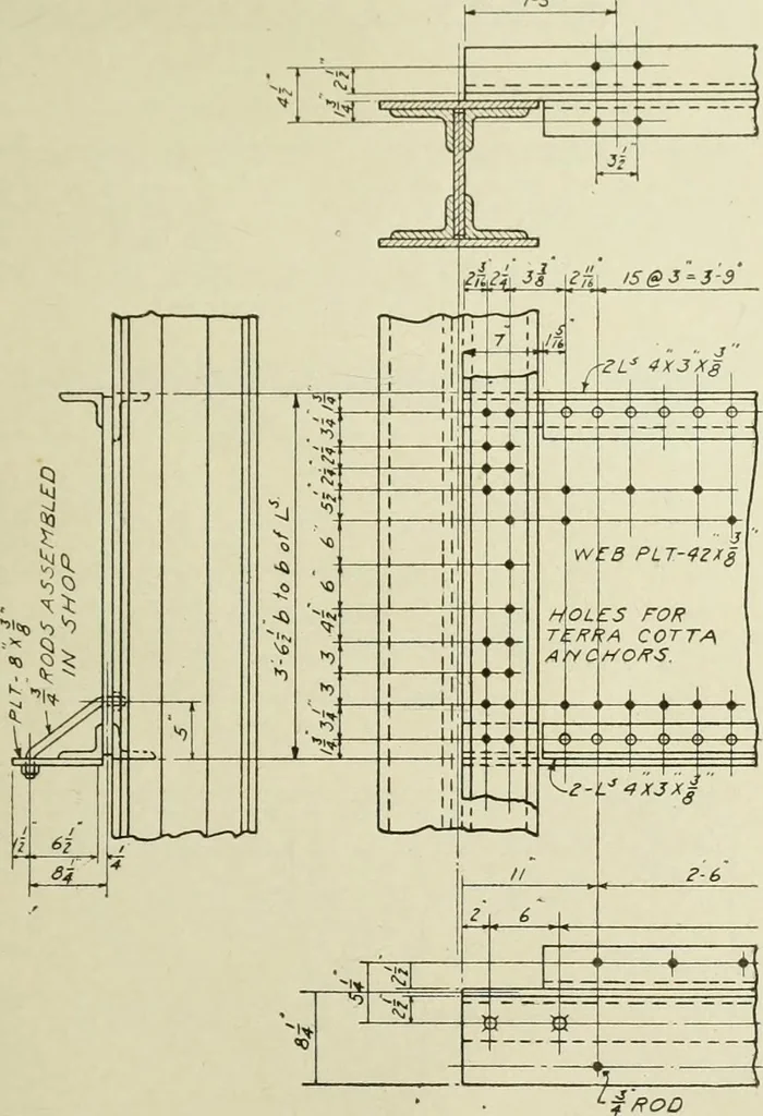 An illustration from Steel construction for buildings, 1914, leaf 364