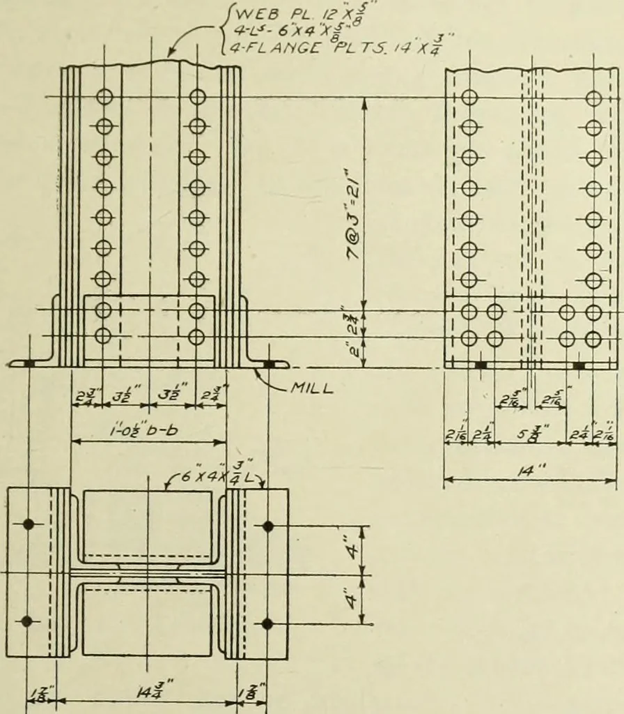 An illustration from Steel construction for buildings, 1914, leaf 470