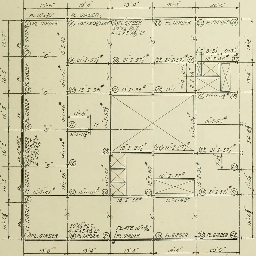 An illustration from Steel construction for buildings, 1914, leaf 580